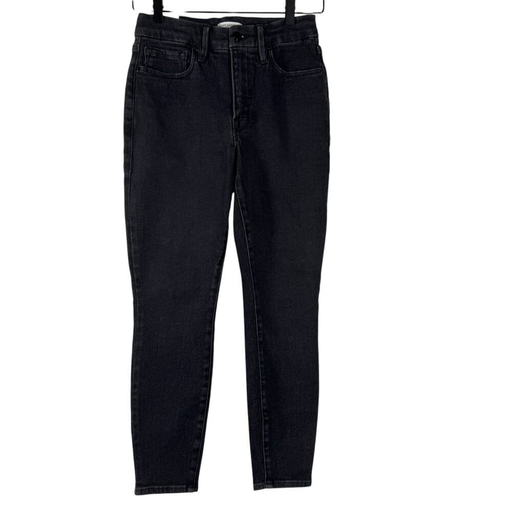 New Good American Women Good Petite Skinny Black Stretch Mid Rise Jeans 4/27